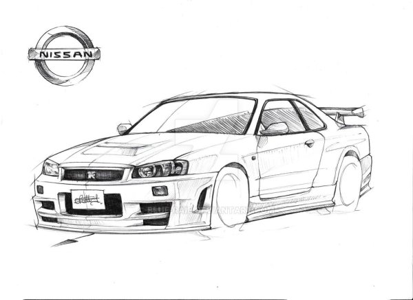 Nissan Skyline r34 карандашом
