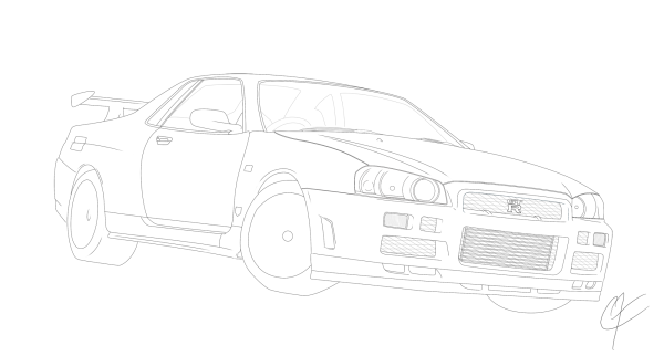 Nissan Skyline GTR r34 раскраска