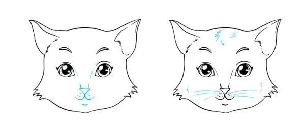 Нарисовать нос кошки