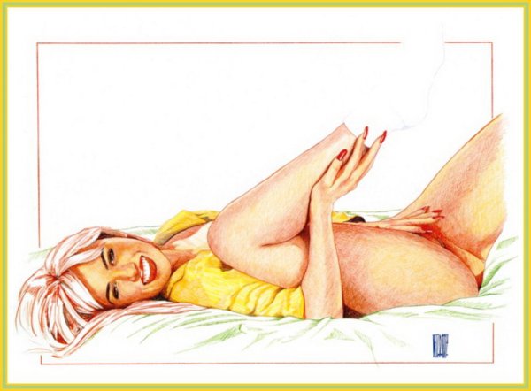 Нарисованная женская мастурбация