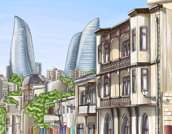 Баку иллюстрации