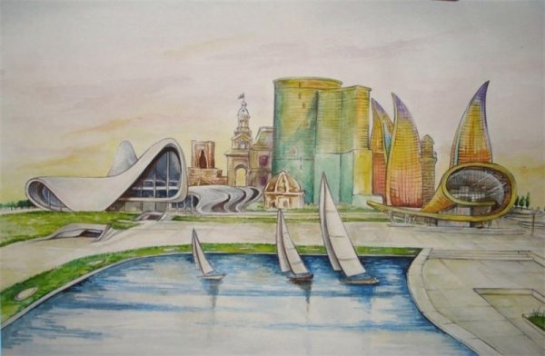 Город будущего рисунок