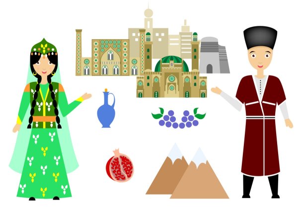 Национальная одежда азербайджанцев вектор