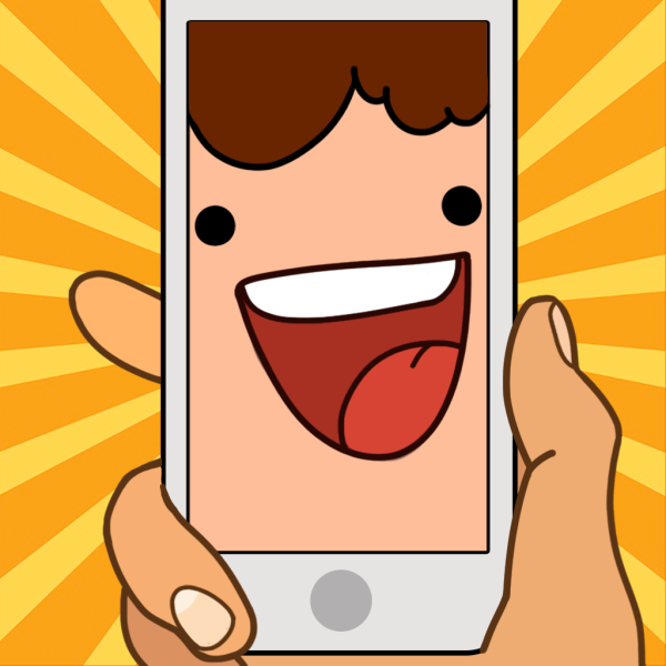 Делает селфи рисунок