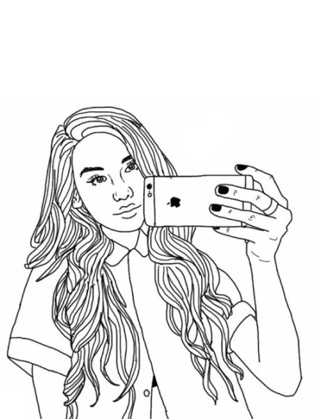 Девушка селфи нарисованная