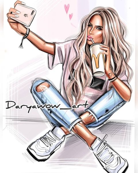 Девочка селфи иллюстрация