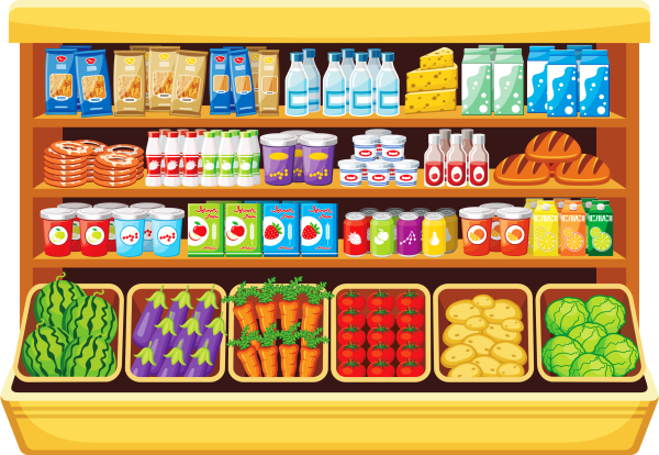 Прилавок с продуктами для детей