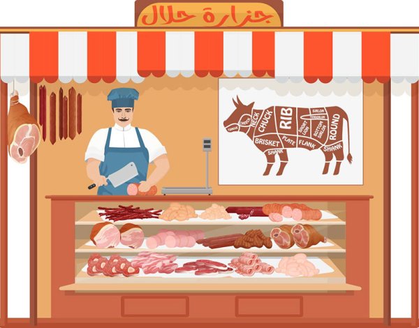 Мясной магазин иллюстрация