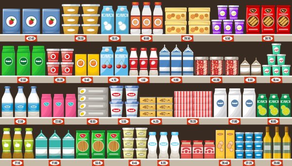 Витрина с продуктами вектор