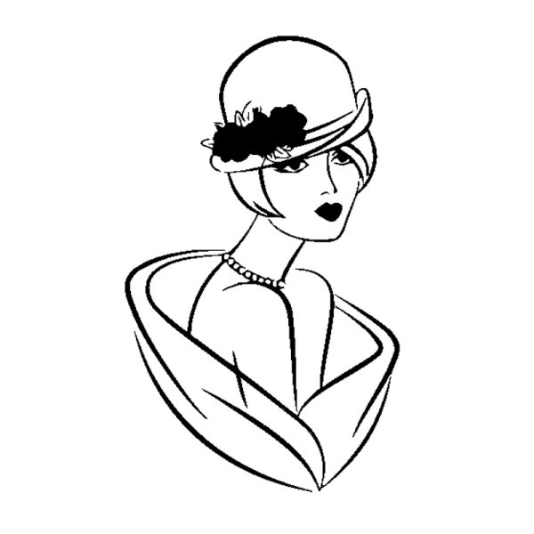 Дама в шляпке раскраска