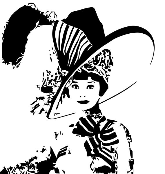 Одри Хепберн рисунок силуэт в шляпе