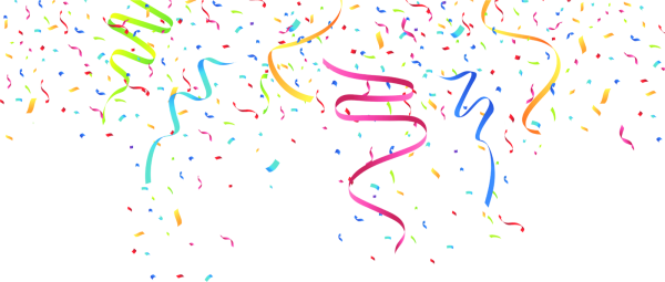 Конфетти и серпантин на прозрачном фоне