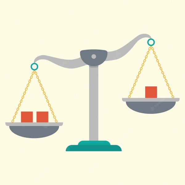 Весы с грузом в равновесии