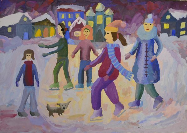 Станковая композиция зима в городе