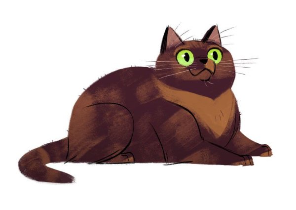 Кот мультяшный коричневый