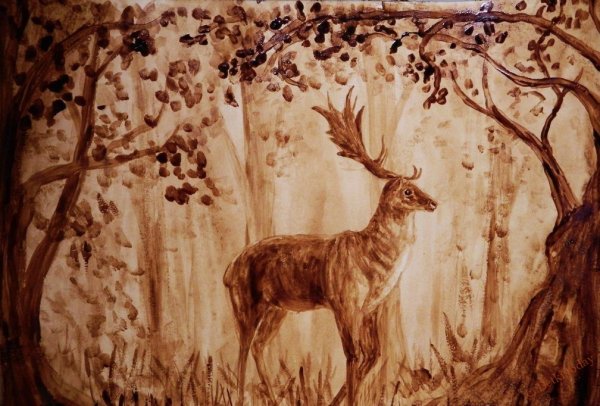 Животные в технике гризайль