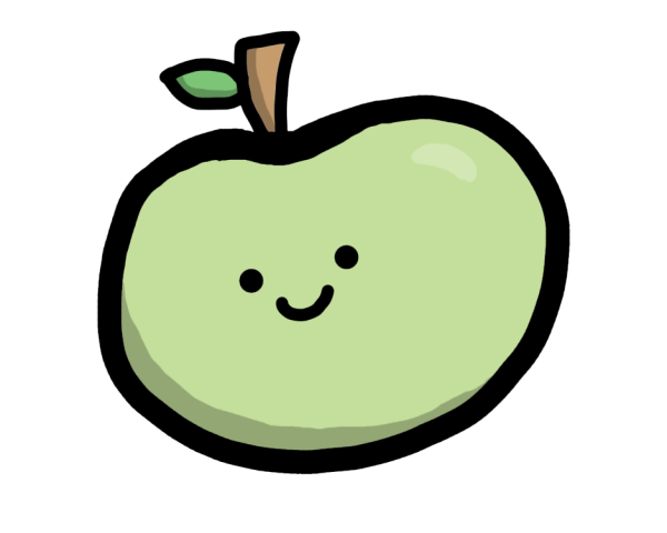 Яблоко в мультяшном стиле
