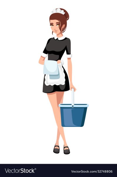 Домработница на белом фоне