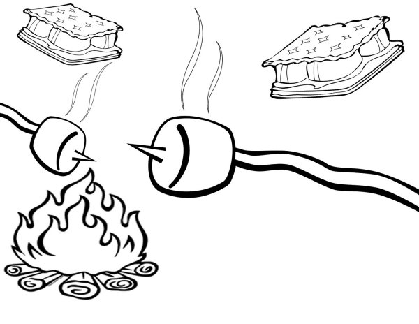 Маршмеллоу на костре рисунок