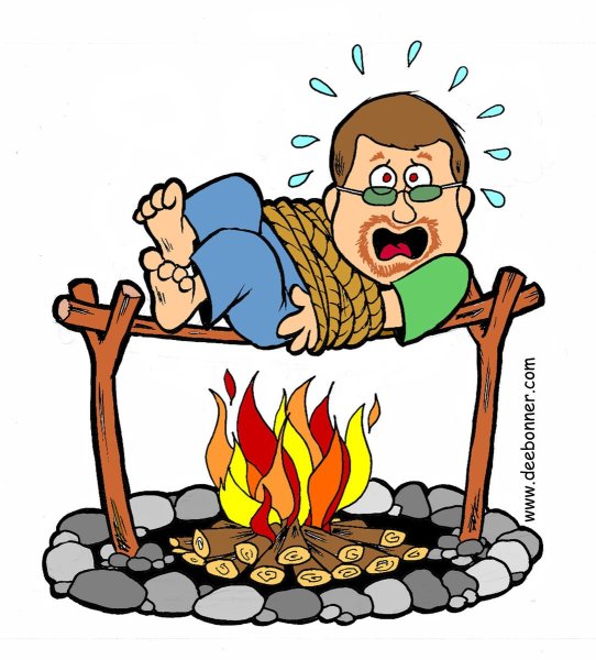 Шашлык у костра, иллюстрации