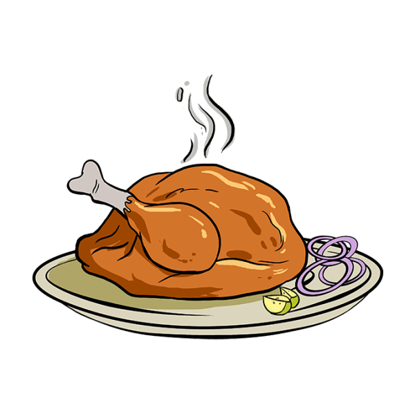 Нарисованная курица гриль