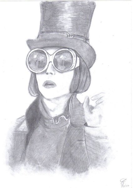 Портрет Вилли Вонка карандашом