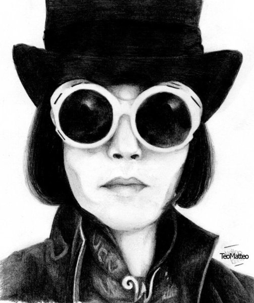 Вилли Вонка черно белый