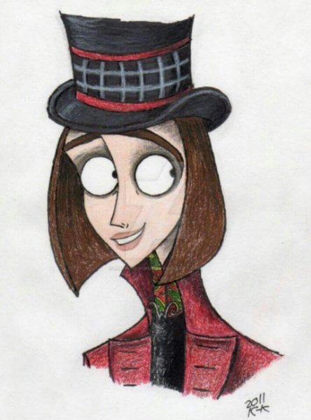 Джонни Депп Вилли Вонка рисунок