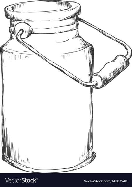 Рисованный бидон с молоком