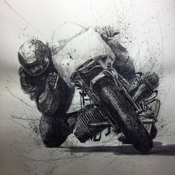 Мотоциклист эскиз