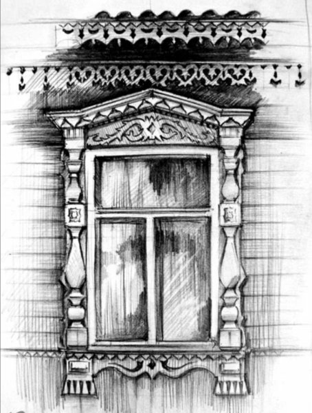 Окно русской избы рисунок