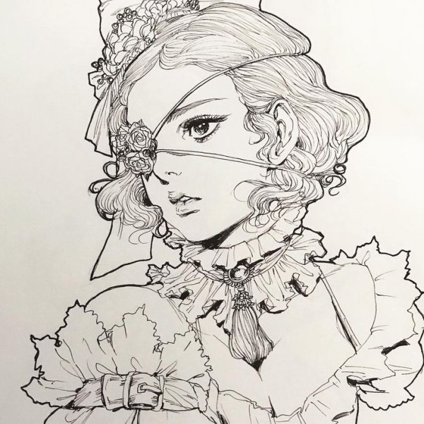 Лолита зарисовка чёрно белая