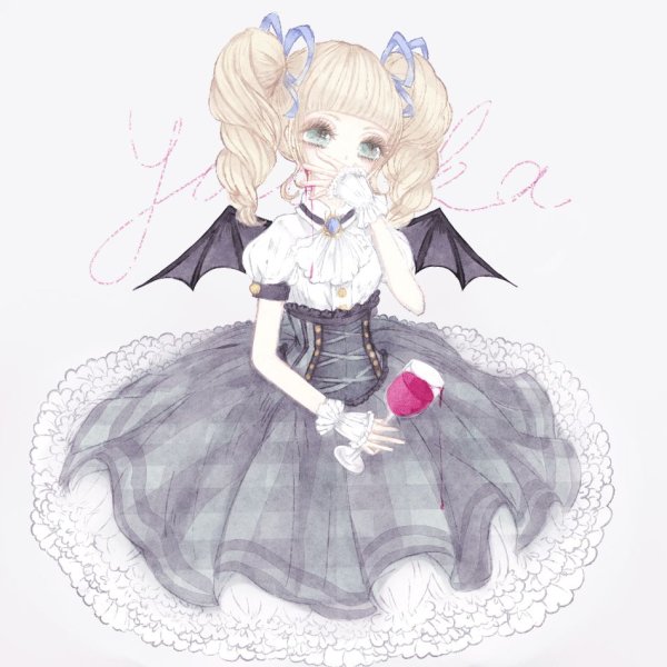 Аниме девушка в винтажном платье