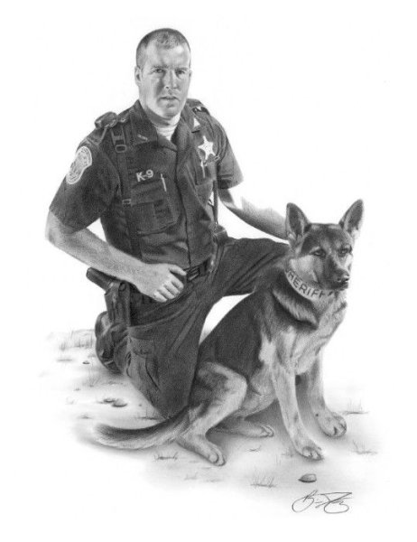 Полицейский с собакой рисунок