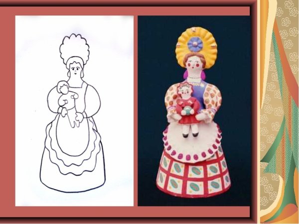 Раскраска Дымковская Барыня Водоноска