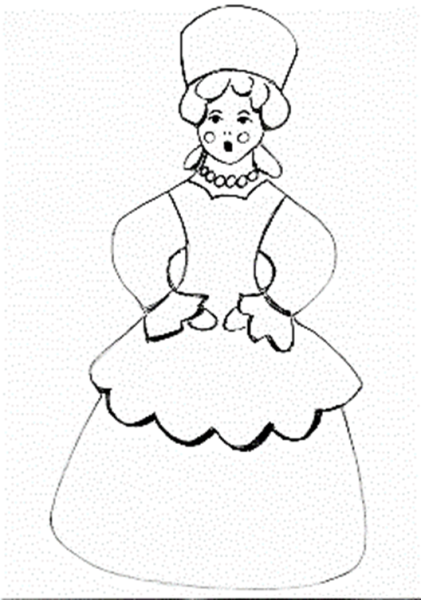 Дымковская Барыня раскраска для детей