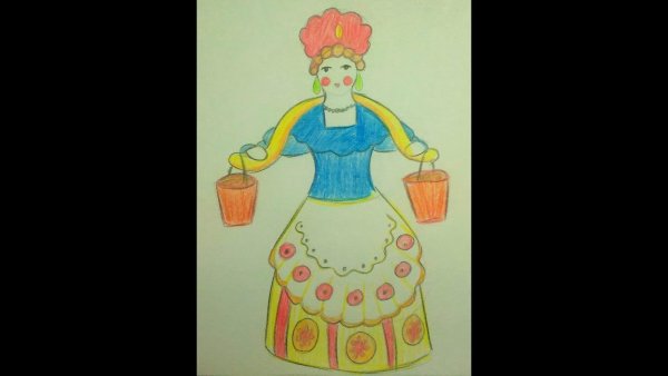 Дымковская Барыня раскраска для детей