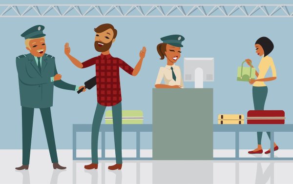 Таможенный досмотр рисунок