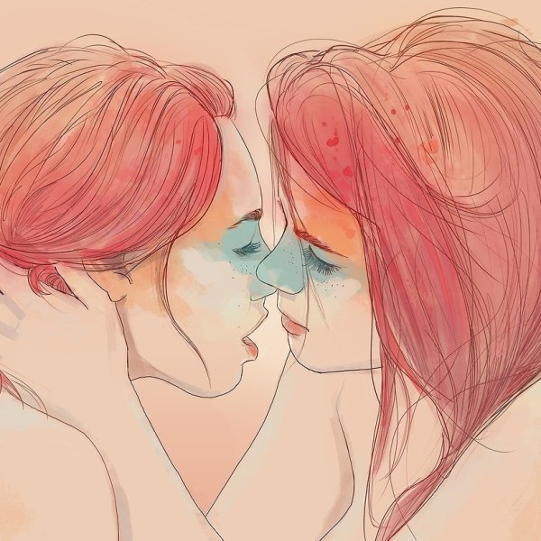 Поцелуй в нос рисунок