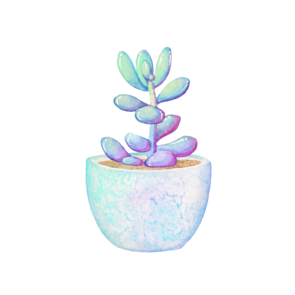 Акварельные цветы в горшках