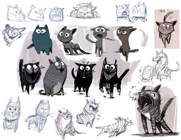 Коты в разных стилях скетч