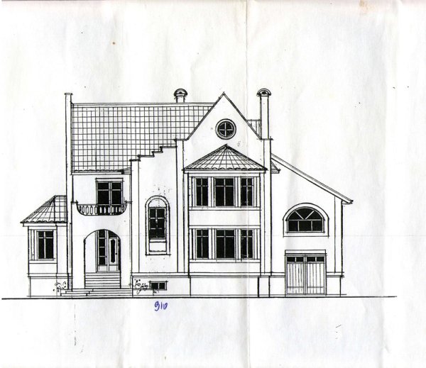 Зарисовка фасада здания