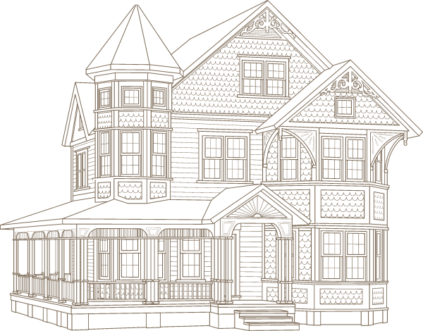 Скетчи классических коттеджей