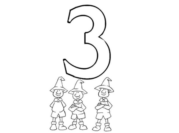 Раскраска цифры 1 2 3