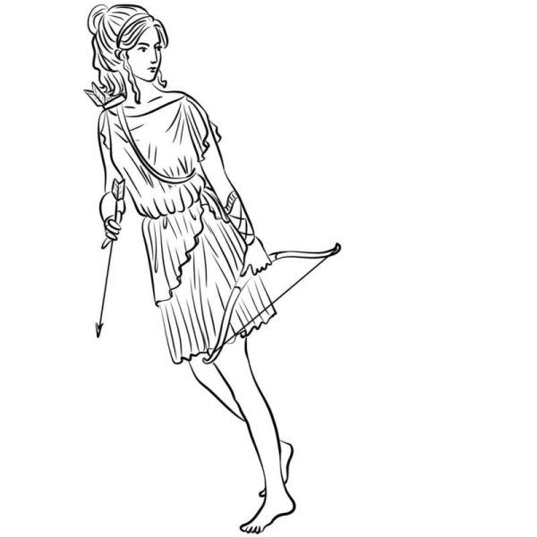 Богиня Артемида рисунок карандашом