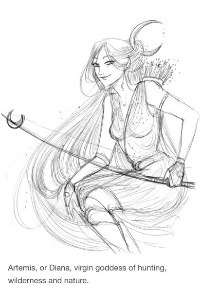 Артемида раскраска