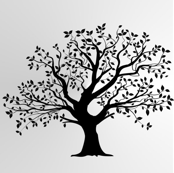 Трафарет дерева дуб