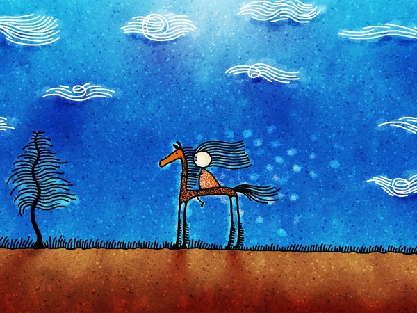 Рисунок на синем фоне