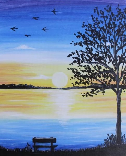 Природа красками для начинающих