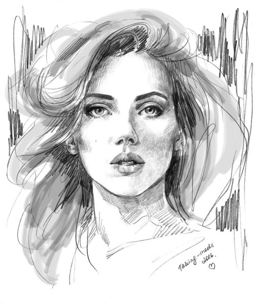 Мстители портрет карандашом Наташи Романофф